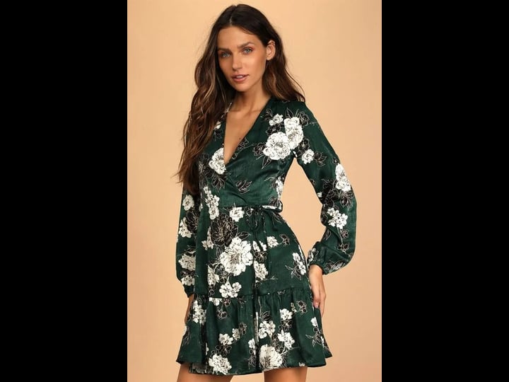 lulus-so-splendid-dark-green-floral-satin-long-sleeve-wrap-dress-size-x-small-100-polyester-1