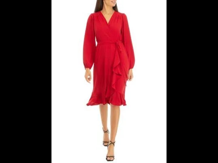 luxology-womens-long-sleeve-v-neck-solid-wrap-ruffle-hem-dress-red-1