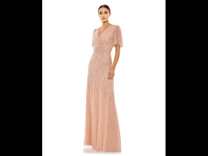 mac-duggal-beaded-wrap-over-butterfly-sleeve-column-gown-size-12-nude-1