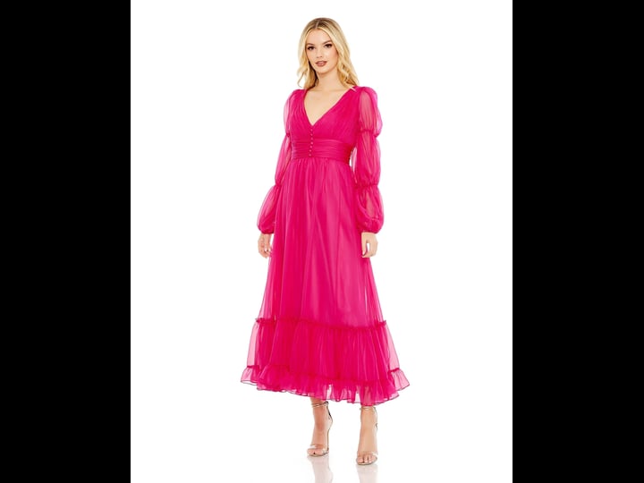 mac-duggal-chiffon-ruched-tiered-long-puffed-sleeve-a-line-dress-womens-18-hot-pink-1