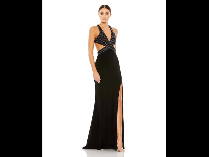 mac-duggal-floral-sequined-criss-cross-bodice-prom-gown-in-black-size-3