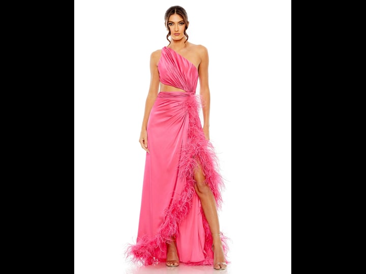 mac-duggal-one-shoulder-keyhole-detail-with-feather-lining-hot-pink-size-1