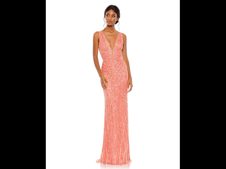 mac-duggal-sequined-plunge-neck-sleeveless-column-gown-in-coral-size-13