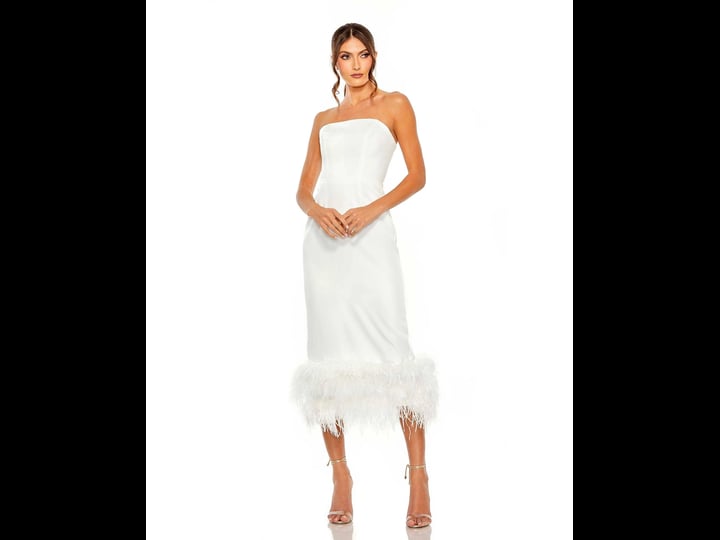 mac-duggal-womens-feather-trim-strapless-midi-dress-white-size-11