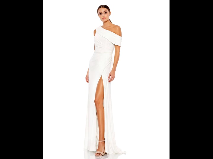 mac-duggal-womens-ruched-one-shoulder-slit-gown-white-size-3