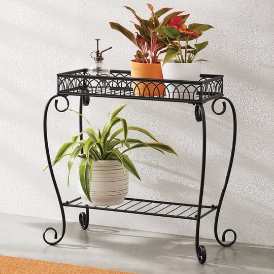 mainstays-black-metal-2-tier-shelves-plant-stand-1