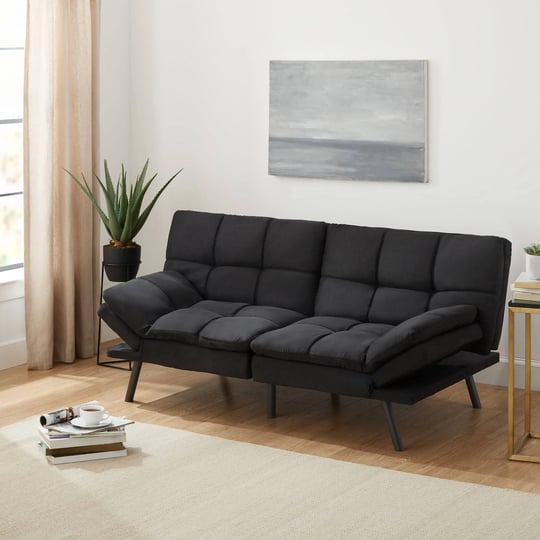 mainstays-memory-foam-futon-black-faux-suede-size-full-1