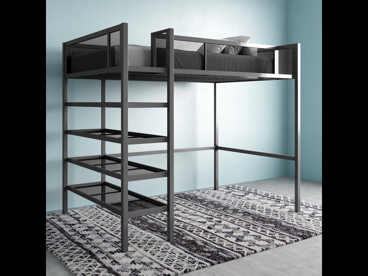 mainstays-metal-storage-loft-bed-with-book-case-twin-bunk-black-1