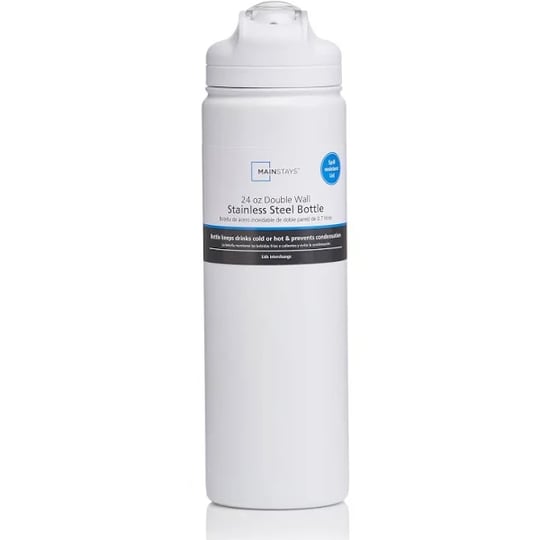 mainstays-solid-print-insulated-stainless-steel-water-bottle-with-flip-top-lid-arctic-white-24-fl-oz-1