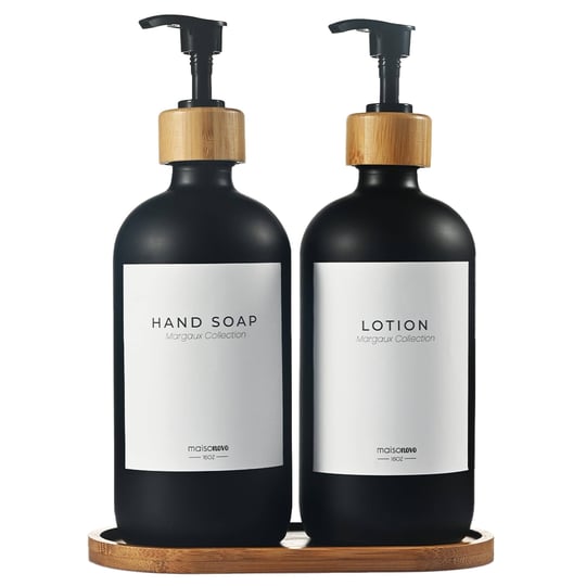 maisonovo-black-glass-soap-dispenser-with-bamboo-tray-soap-dispenser-bathroom-set-of-2-hand-soap-dis-1