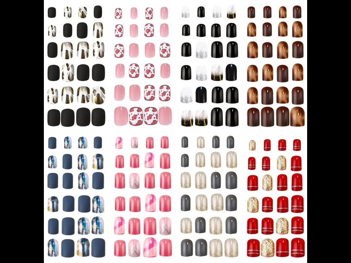 maitys-192-pieces-8-boxes-press-on-nails-short-fakes-nails-square-false-nails-for-girls-colorful-glo-1