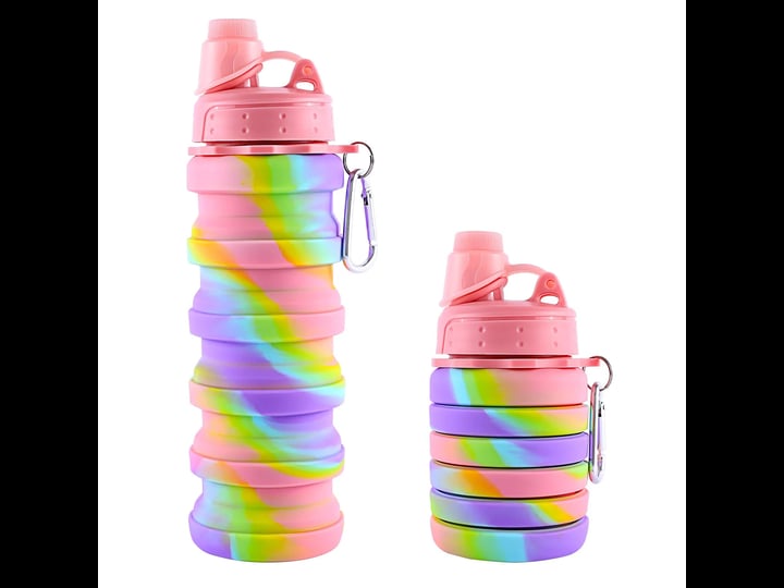 makersland-rainbow-collapsible-sports-water-bottle-for-kids-students-reusable-bpa-free-silicone-fold-1
