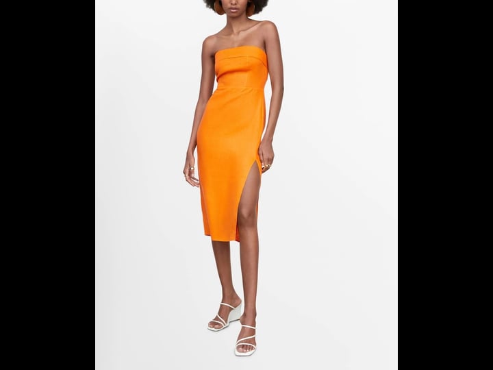 mango-strapless-linen-dress-orange-6-women-1