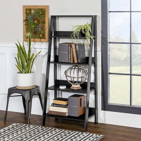 manor-park-4-shelf-wood-leaning-ladder-bookshelf-black-1