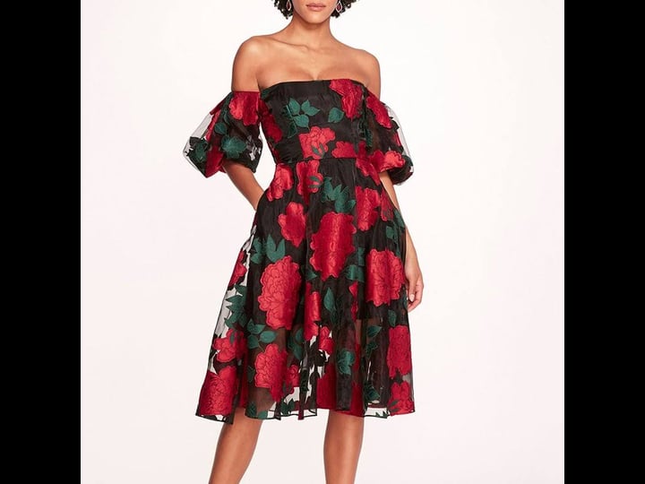 marchesa-notte-off-shoulder-floral-applique-midi-dress-1