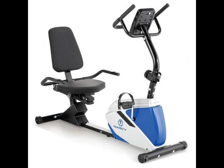 marcy-me-1019r-heavy-duty-magnetic-adjustable-recumbent-home-exercise-bike-blue-1