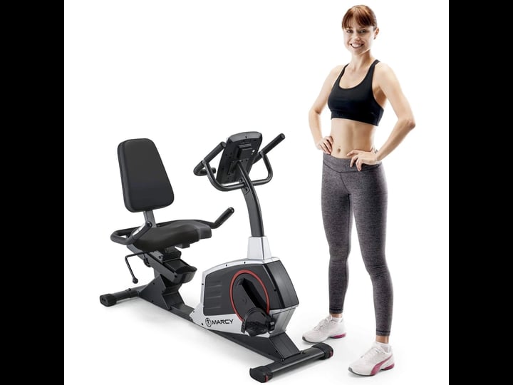 marcy-regenerating-magnetic-recumbent-stationary-home-workout-exercise-bike-black-1