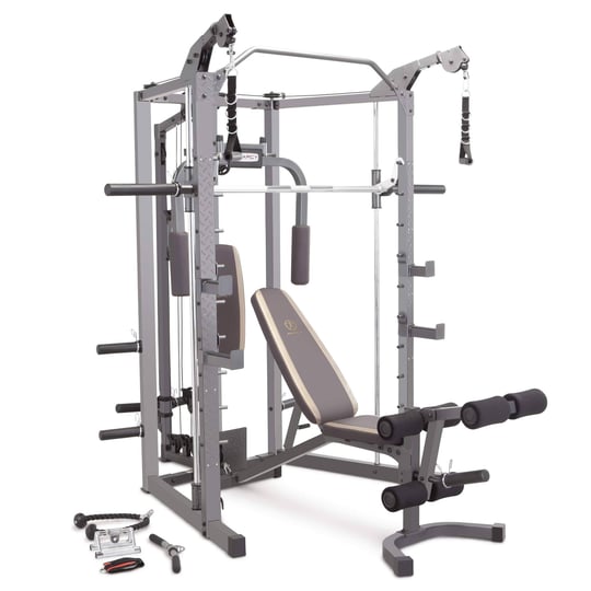 marcy-smith-cage-machine-with-workout-bench-and-weight-bar-home-gym-equipment-sm-4008-1