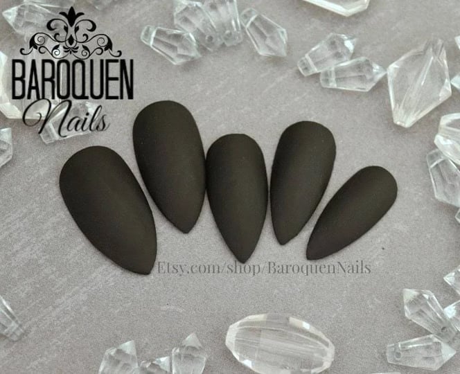 matte-black-press-on-nails-dark-goth-gel-polish-nail-art-long-lasting-fake-nails-length-shape-option-1