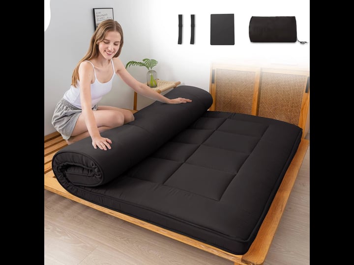 maxyoyo-japanese-floor-mattress-for-adults-4-thick-roll-up-floor-bed-futon-mattress-shikibuton-black-1