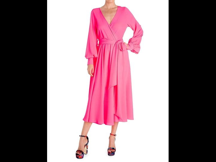 meghan-la-womens-venus-belted-wrap-midi-dress-neon-pink-size-m-1