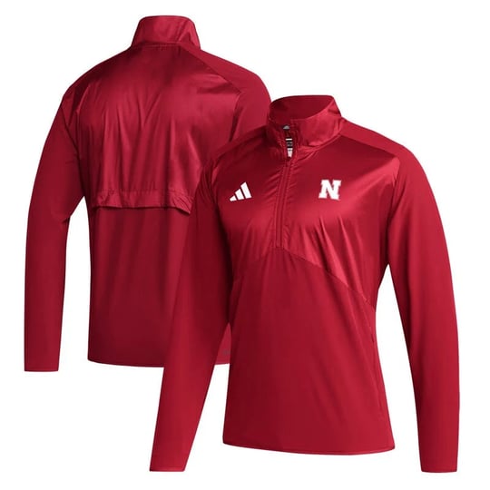 mens-adidas-scarlet-nebraska-huskers-sideline-quarter-zip-pullover-top-size-large-1