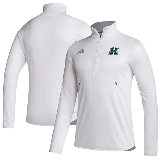 mens-adidas-white-hawaii-rainbow-warriors-sideline-stadium-knit-quarter-zip-pullover-top-size-small-1
