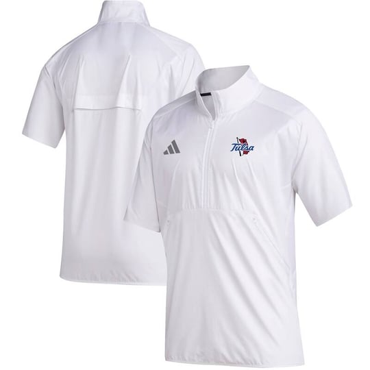 mens-adidas-white-tulsa-golden-hurricane-sideline-quarter-zip-polo-size-medium-1