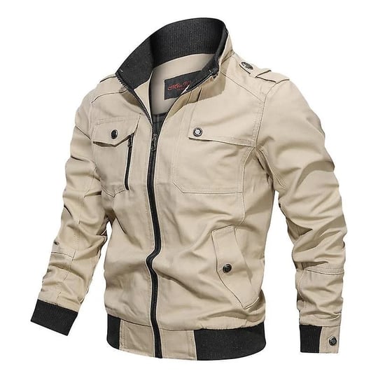 mens-casual-jacket-military-bomber-varsity-trench-coat-khaki-1