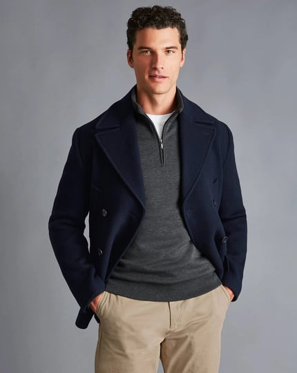 mens-charles-tyrwhitt-pea-coat-navy-blue-size-large-wool-1