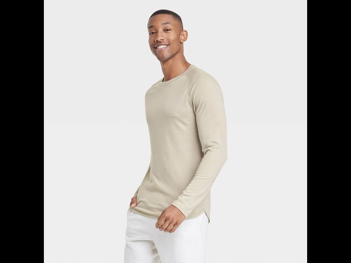 mens-merino-wool-long-sleeve-athletic-top-all-in-motion-heathered-beige-s-1