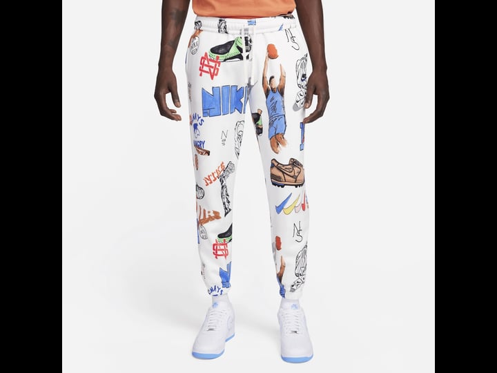 mens-nike-sportswear-club-fleece-printed-jogger-pants-in-white-size-large-fv1922-134