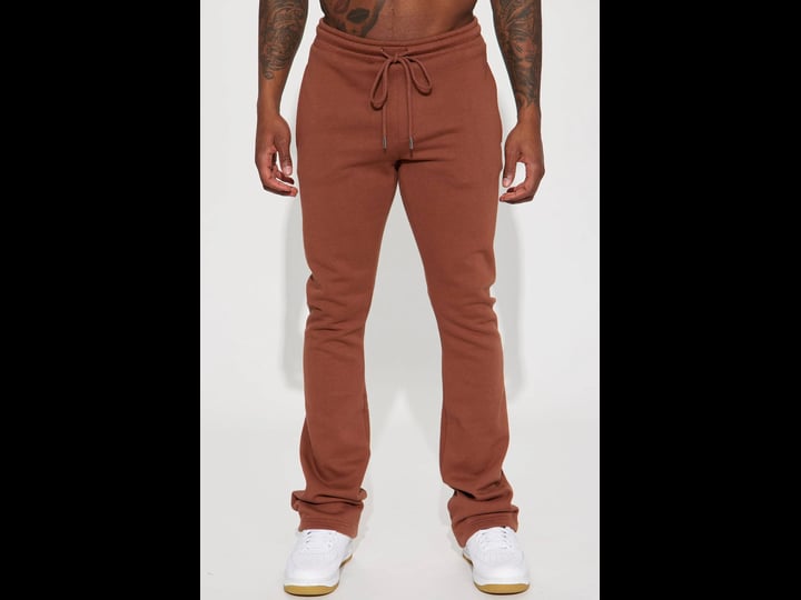 mens-tyson-skinny-stacked-flare-sweatpant-in-chocolate-brown-size-medium-by-fashion-nova-1
