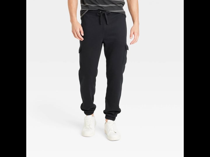 mens-ultra-soft-fleece-tapered-cargo-pants-goodfellow-co-black-xl-1