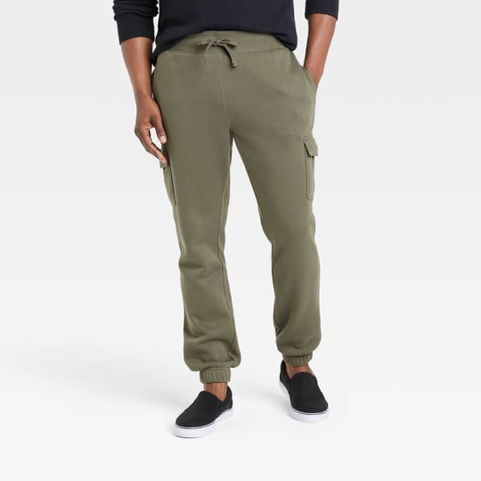 mens-ultra-soft-fleece-tapered-cargo-pants-goodfellow-co-olive-green-s-1