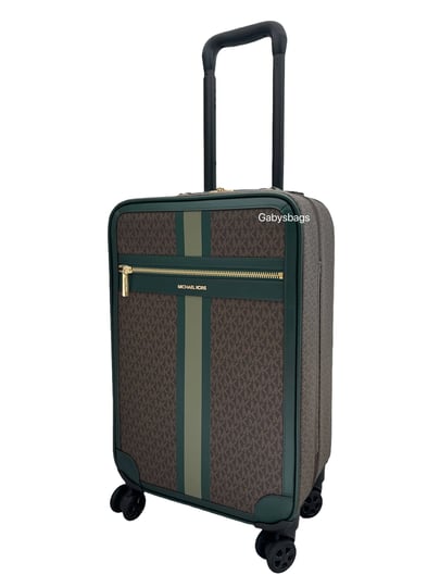 michael-kors-logo-army-green-rolling-travel-trolley-suitcase-carry-on-bag-size-18-5-brown-1