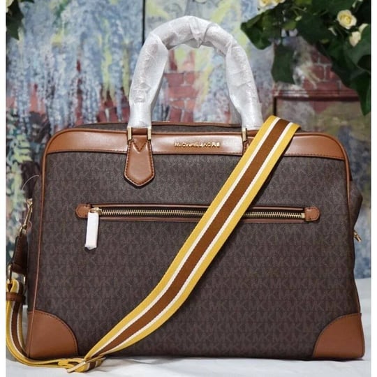 michael-kors-signature-travel-weekender-pvc-bag-brown-luggage-1