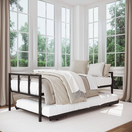 milliard-twin-daybed-and-pop-up-trundle-set-black-frame-mattresses-sold-separately-1