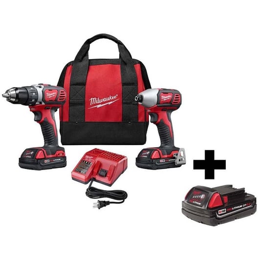 milwaukee-m18-18v-lithium-ion-cordless-drill-impact-driver-combo-kit-2-tool-w-m18-2-0ah-compact-batt-1