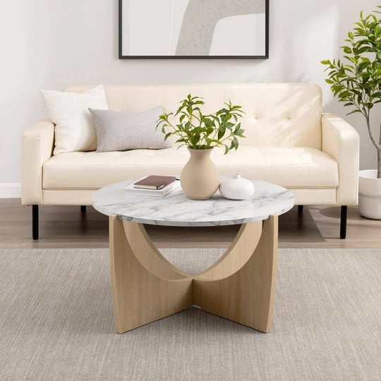 modern-35-in-calcutta-marble-and-coastal-oak-round-wood-coffee-table-with-intersecting-arch-legs-1