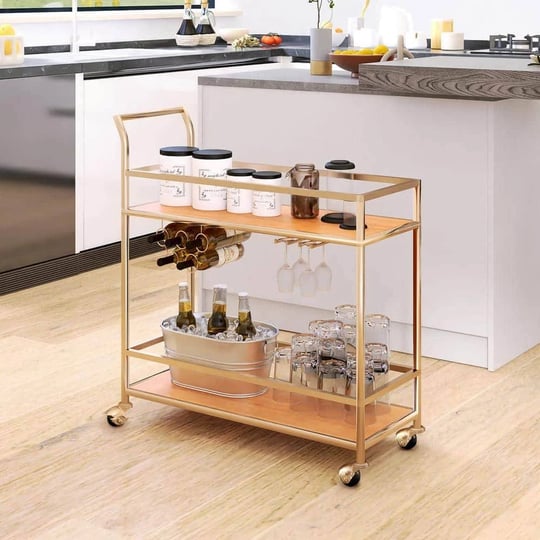 modern-gold-metal-rolling-bar-cart-with-wood-shelves-1
