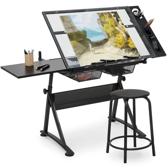 monibloom-height-adjustable-drafting-table-w-stool-versatile-drawing-table-artist-desk-tilting-glass-1