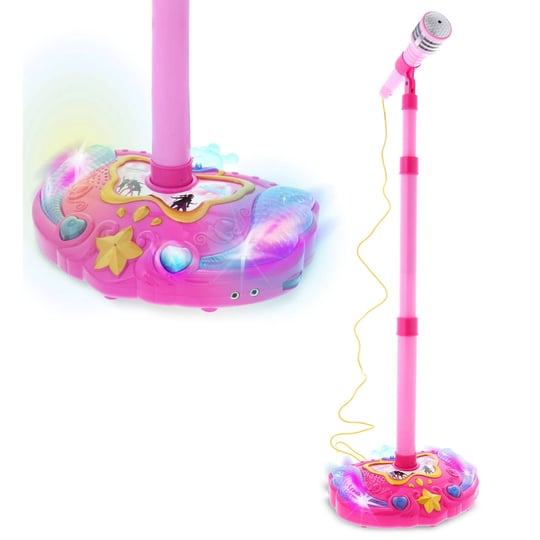 mozlly-pink-childrens-karaoke-mic-with-stand-music-1