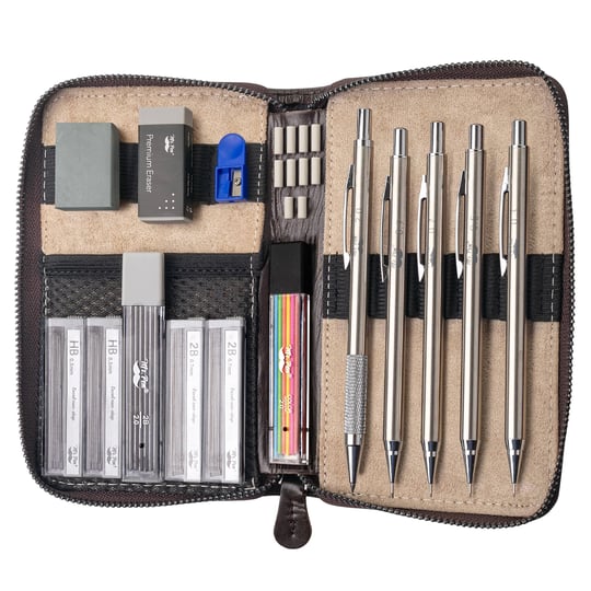 mr-pen-metal-mechanical-pencil-set-in-leather-case-5-sizes-0-3-0-5-0-7-0-9-2mm-mechanical-pencils-sk-1
