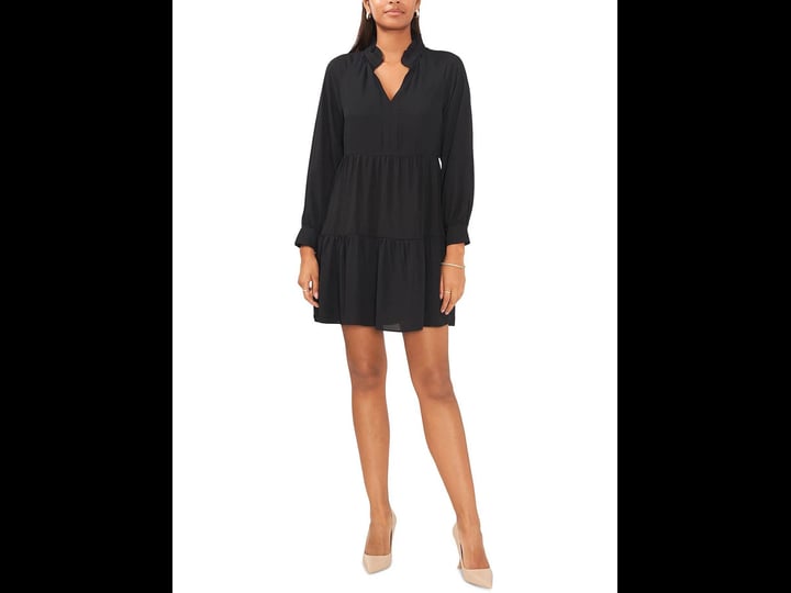 msk-petites-womens-shift-tiered-babydoll-dress-black-1