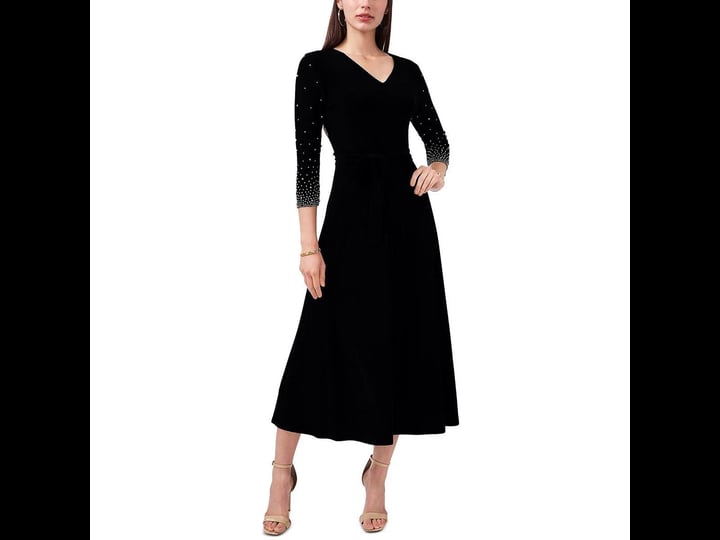 msk-womens-petites-beaded-mid-calf-midi-dress-black-pl-1
