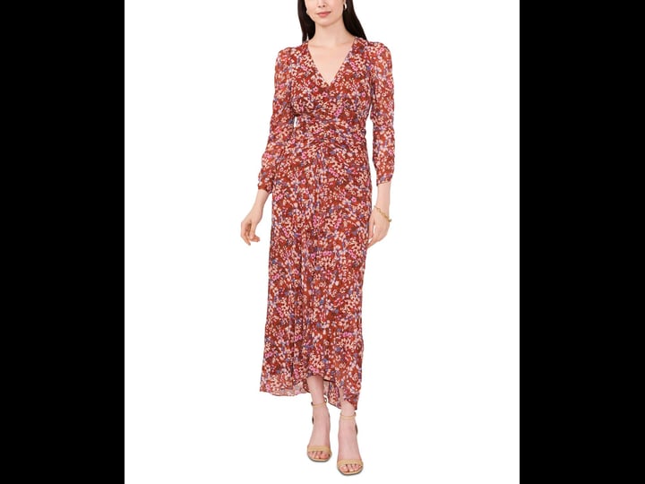 msk-womens-v-neck-chiffon-3-4-sleeve-maxi-dress-rust-blue-lavender-1