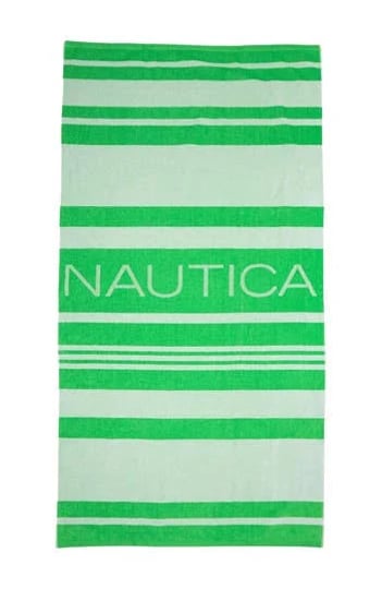 nautica-green-white-striped-beach-pool-towel-new-1