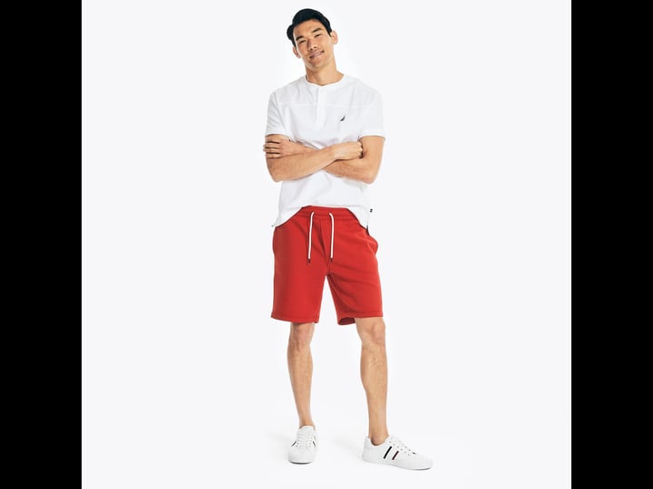 nautica-mens-soft-cotton-fleece-jogger-gym-active-sweat-shorts-m-red-1