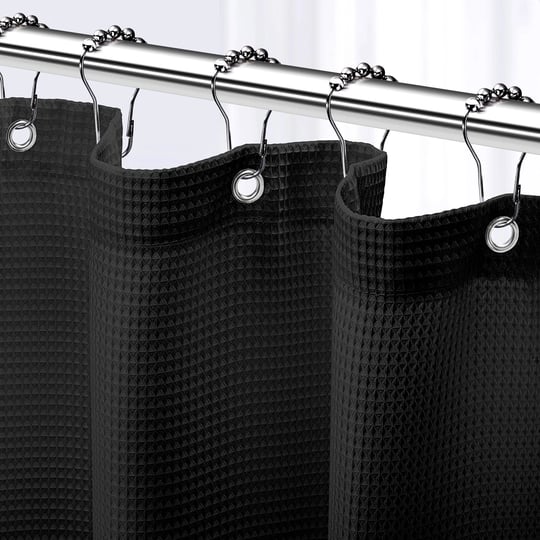 neaterize-shower-curtain-for-bathroom-black-hotel-style-shower-curtains-with-waffle-design-72x78-inc-1